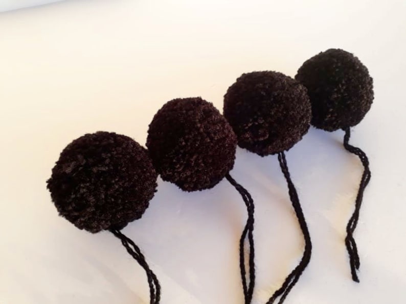 4 pcs 50 mm black pom poms Handmade large yarn pom poms Etsy