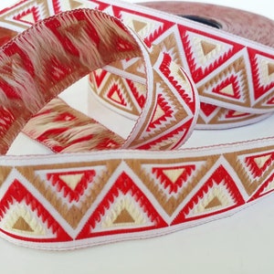 25 mm- 1 cal boho wstążka lamówka, wstążka chevron geometryczna chevron, boho żakardowa lamówka, hippie tkana wstążka