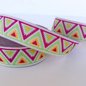 25 mm- 1 inch chevron Jacquard ribbon, Decorative border, Geometric ribbon, native trims, by the yard