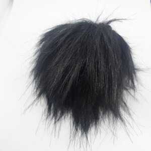 3 inches (8 cm ) Black Faux Fur Pom Pom, Faux Fur Pom Pom for Hat