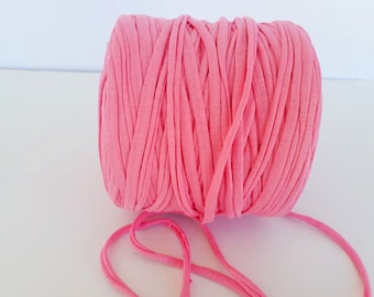 5/10 meters Pink t shirt yarn for carpet making, Spaghetti yarn for kids craft, Trapillo yarn for plant hanger making