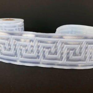 50mm (2 inches) Thick jacquard ribbon in white color, Drapery trim by the yard, Greek key trim, ribbon for costume