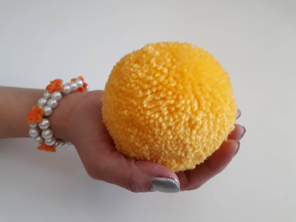 80mm mustard wool pom poms large yarn pom poms 1 piece Etsy