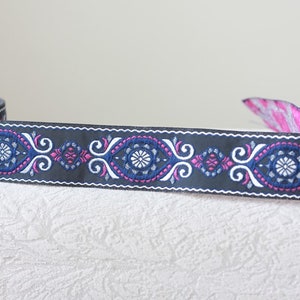 35 mm - 1.25&quot;black&silver jacquard ribbon, ethnic trim, oriental jacquard woven, embroider border