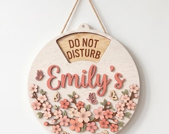 Personalized Cherry Blossom Status Sign, Custom Sakura Door,  Rotating Floral Spinner Sign, Wooden Cherry Blossom Decor, Blossom Lover Gift