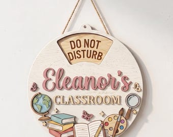 Personalized Classroom Status Sign, Custom Classroom Door Hanger, Rotating Teacher Spinner Sign, Wooden Classroom Decor