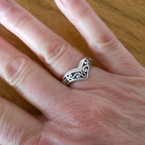 Vintage sterling silver chevron ring. Ring enhancer, ring wrap. Stackable anniversary ring. Size six and a half. image 1