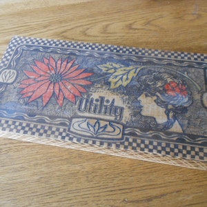 Vintage dresser box.  Glove box.  Wood storage with vintage lady art.