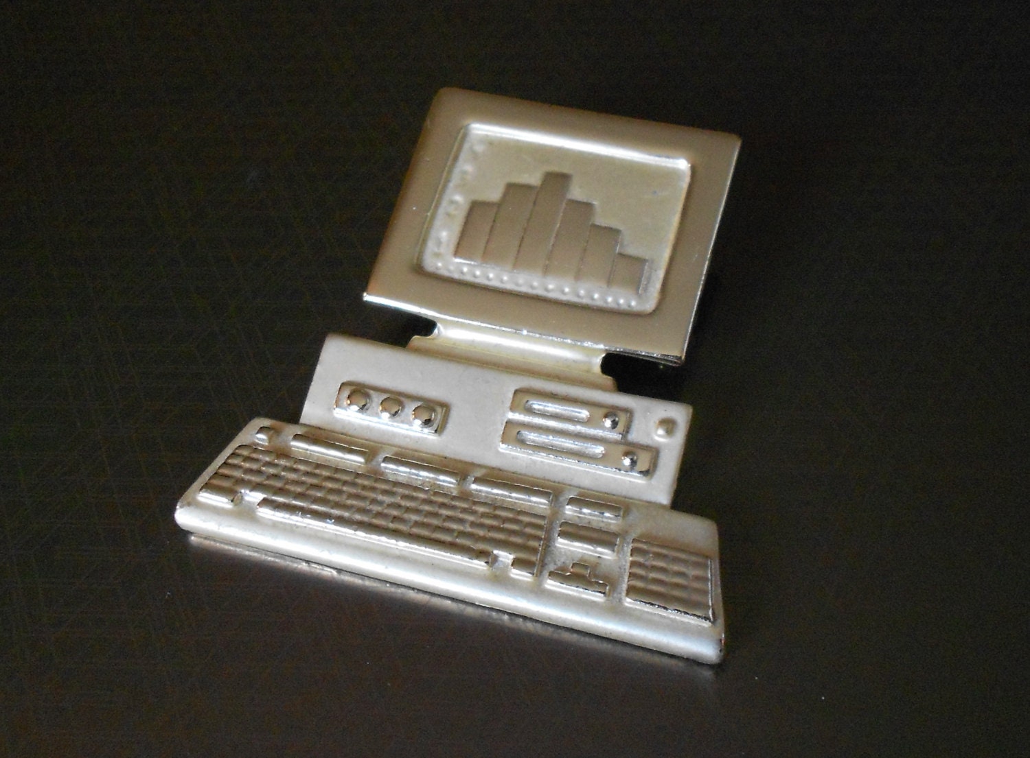 Vintage computer brooch. Costume jewelry. Pin. Signed. Etsy