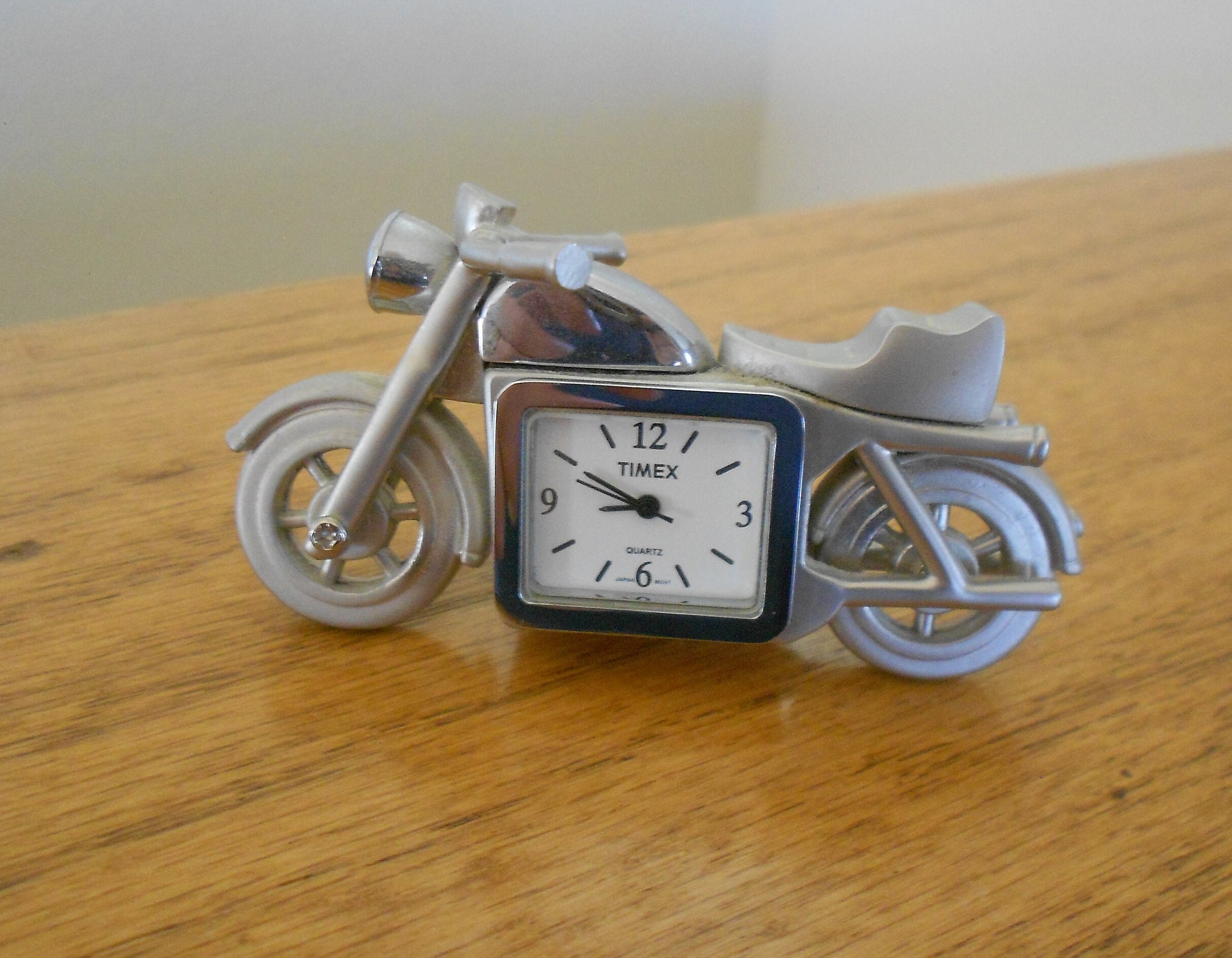 Vintage Timex Motorcycle Clock. Silver Mini Motorcycle Figure. - Etsy