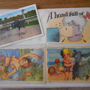 Antique color comic postcard lot.  Kromecolor one cent unused postcards from the 40s.  Humorous lady postcards.