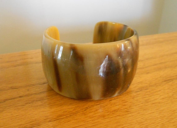 Vintage resin cuff bracelet, 60s accessory.  Tort… - image 1