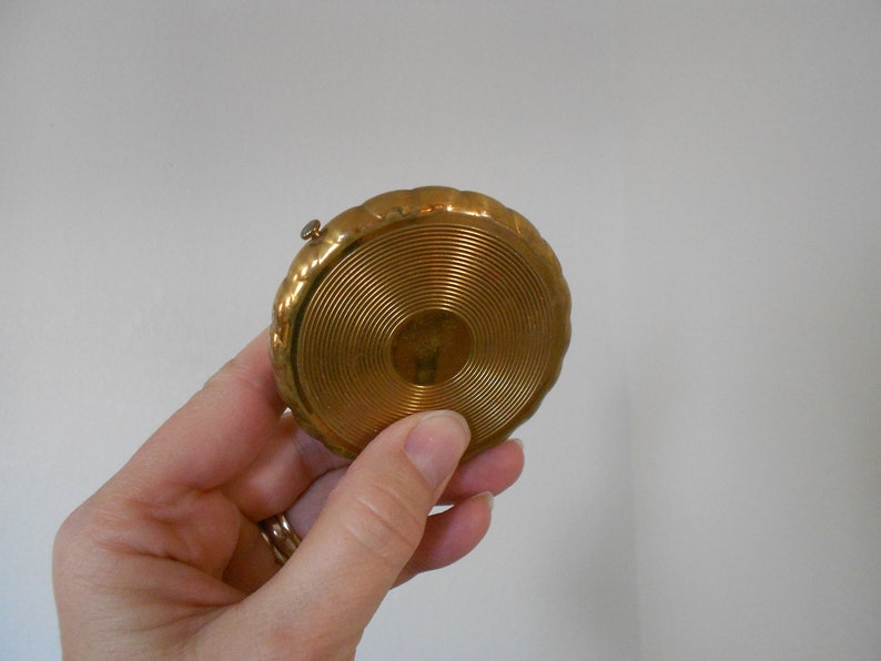 Vintage Brass Compact. Fancy Gold Face Powder Compact Accessory ...