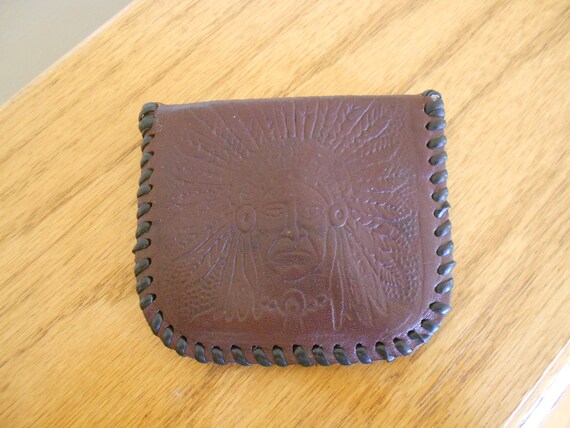 Vintage leather coin purse lot.  Indian tooled im… - image 3