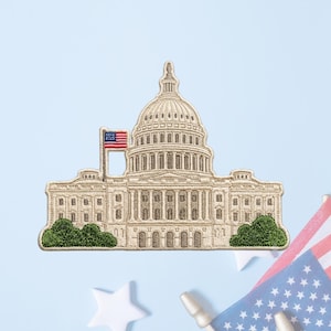 US Capitol Building Embroidered Patch Washington DC Travel Souvenir Patriotic Iron On Applique
