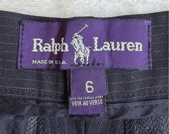 Ralph Lauren Purple Label Damen BLK Pinstripe Plissee Kleid Hose mit geradem Bein