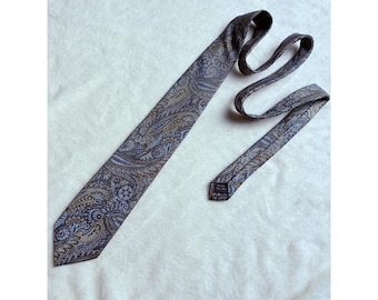 Corbata de seda Beau Brummel para hombre, con estampado paisley, color marrón, azul y dorado, tejida, talla clásica, una pieza.