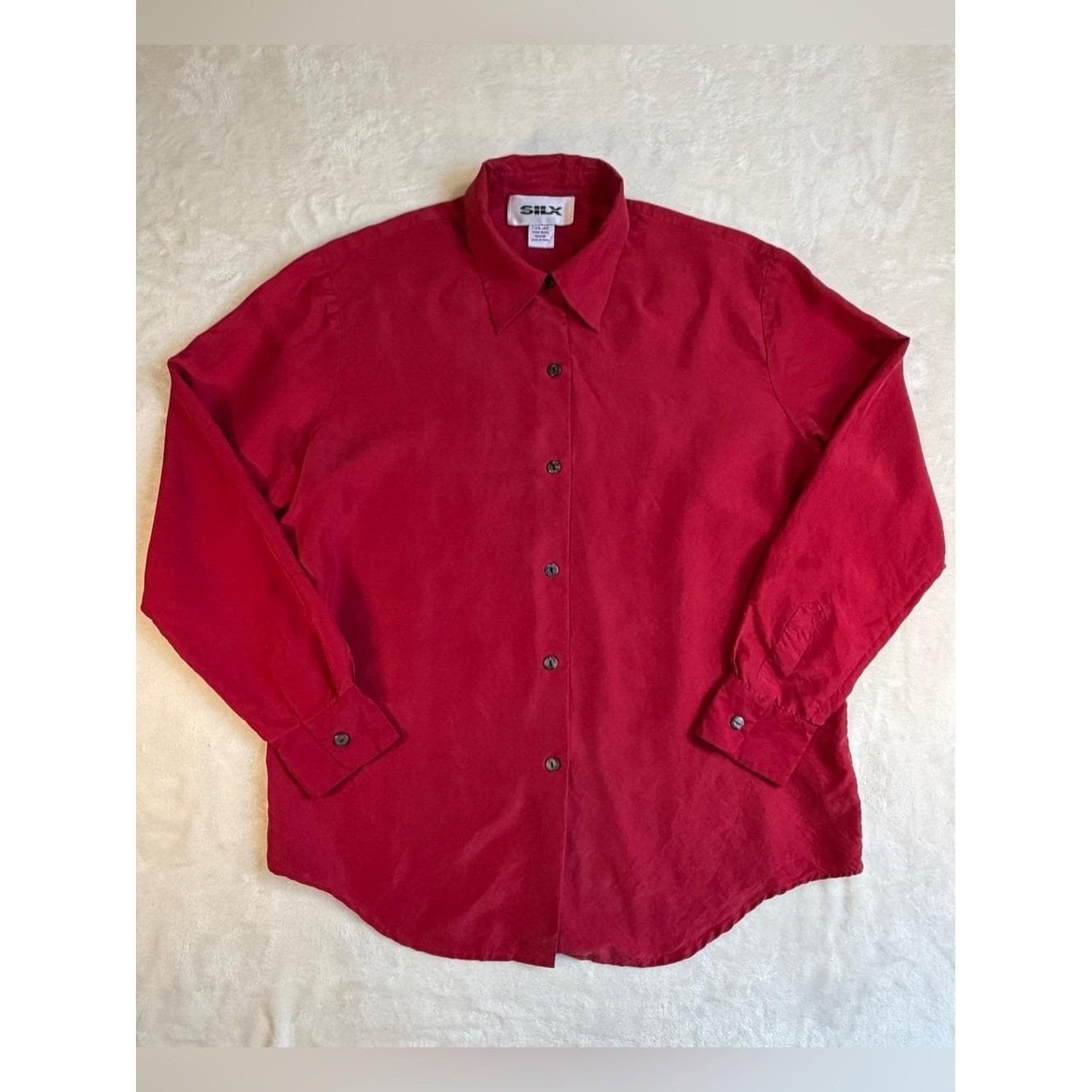 Vintage SILX 100% Silk Button-Down Shirt - Size