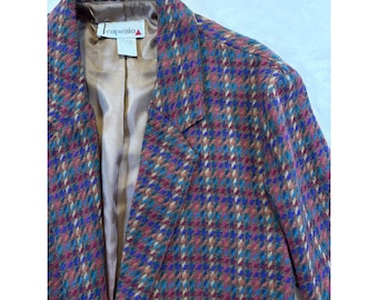 Blazer Capezio Multicolor Vintage Pied-de-Poule Masculino Tamanho Pequeno Excelente