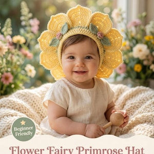Blumenfee Primrose Hat Anleitung, Häkelanleitung für Anfänger, Beanie Newborn-Adult (PDF)