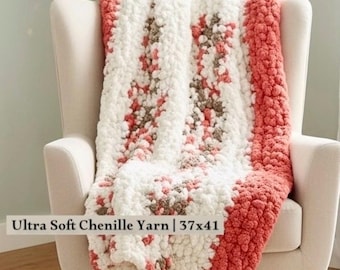Chunky Knit Baby Blanket – Ultra Soft Chenille Throw, Handmade Nursery Blanket, Baby Shower Gift, Cozy Cottage Blanket 37x41