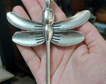 Dragonfly Necklace Pendant  - Large silver jewelry