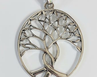 Silver Tree of Life Necklace Pendant Necklace - Womens Oversized Jewelry