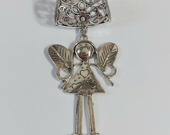 Whimsical Silver Angel Bandana Scarf Bag Pendant Slide