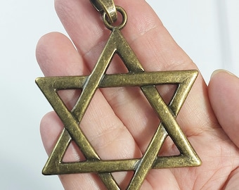 Colgante de bronce con la Estrella de David judía - Joyería para hombre y mujer