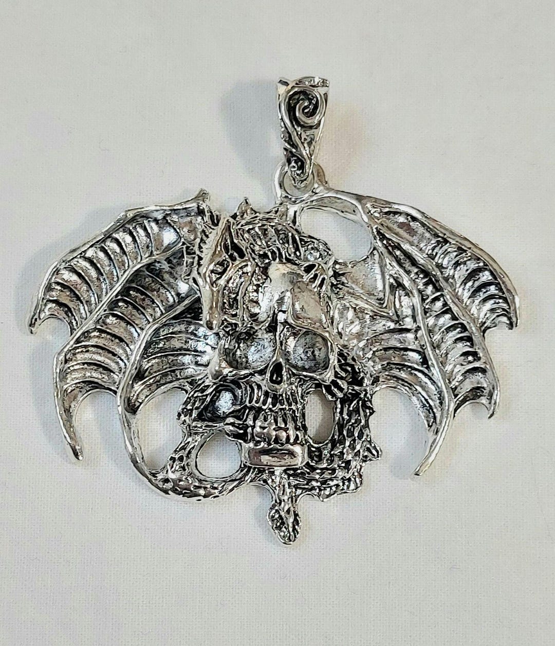 Dragon Skull Gothic Necklace Pendant - Men's Women's Jewelry - Etsy