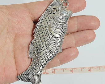 Silver Fish Charm Necklace Pendant  - Men's Women's jewelry