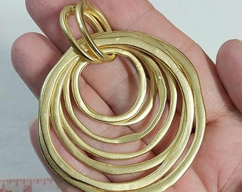 Gold Multi-Ring Spiral  Necklace Pendant  - Women's Jewelry