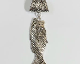 Bass fish Bandana Scarf Slide Pendant Charm - Womens Jewelry