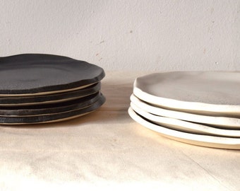 Ceramic Plates/Small Ceramic Plates/Black and White Ceramic Plates/Splatter Plates/Handcrafted Plates/Ceramic Dinnerware/Side Plates/