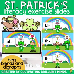 Animated St. Patrick's Day Phonics Exercise Game Beginning Digraphs Blends Kindergarten First Grade Brain Break Game