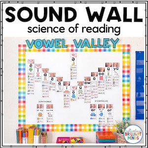 Science of Reading Sound Wall Bulletin Board with Real Mouth Pictures | Vowel Valley Consonant Wall Phonics