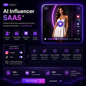 AI Influencer SaaS-plattform | Virala Reels och AI-videogenerator | Automatiskt postningssystem för Instagram och TikTok