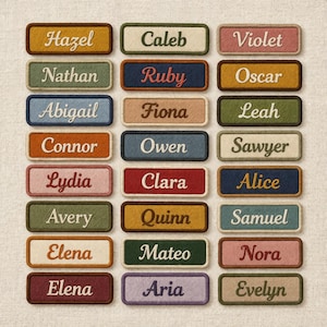 Custom Embroidered Name Patch, Vintage Style Text Label, Iron On Tag