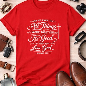 Camiseta con cita bíblica de Romanos 8:28 / Camiseta cristiana "Todas las cosas obran juntas" / Camiseta unisex