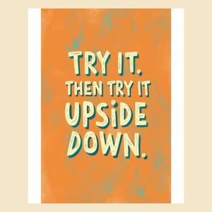 Try It Then Try It Upside Down, ADHD Growth Mindset Poster, Neurodivergent Kids Art Digital Download