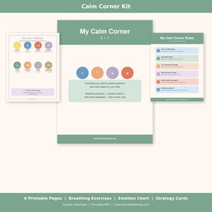 Calm Corner Kit for ADHD Kids, Printable Breathing Cards, Emotion Charts, Regulation Strategy Cards for Neurodivergent Families