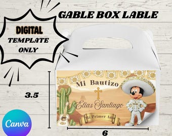 mickey charro baptism | birthday gable box digital template | instant download