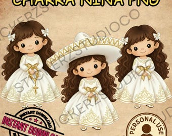 Charra Niña PNG Clipart | Bautizo Girl Digital Download