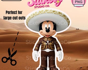 Brown Mickey Charro PNG | Bautizo Outfit (Instant Download)