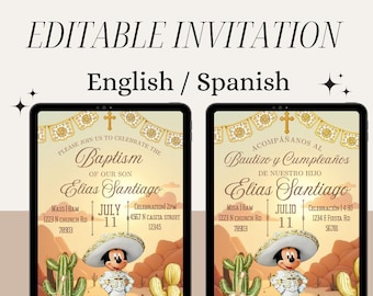 Mickey charro | Birthday Digital invitation | baptism invitation
