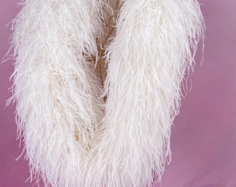 Luxury Ivory Ostrich Feather Boa, Bridal Feather Shawl, Bridal Evening Wrap, Formal Occasion Accessory，Wedding Party Accessory