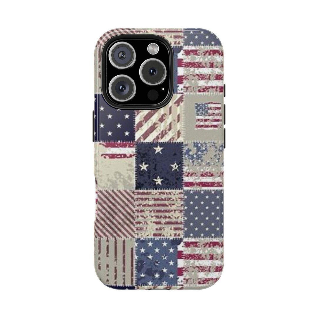 Distressed American Flag Patchwork Phone Case | Tough Phone Cases - Etsy