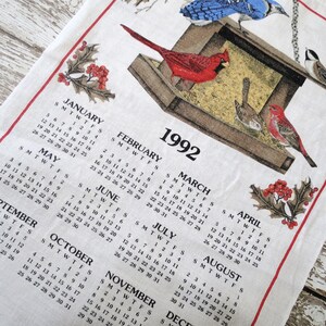 1992 Calendar Towel, Blue Jays and Red Cardinals, Bird Towel, Collectible  Kitchen Dish Towel, Vintage Linens - Etsy