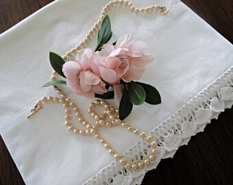 White Vintage Pillowcase with Crocheted Trim Made by Lady Pepperell