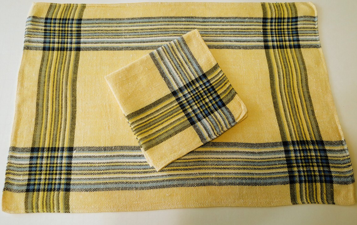 Two Vintage Placemats With Matching Beverage Napkins Dark Etsy